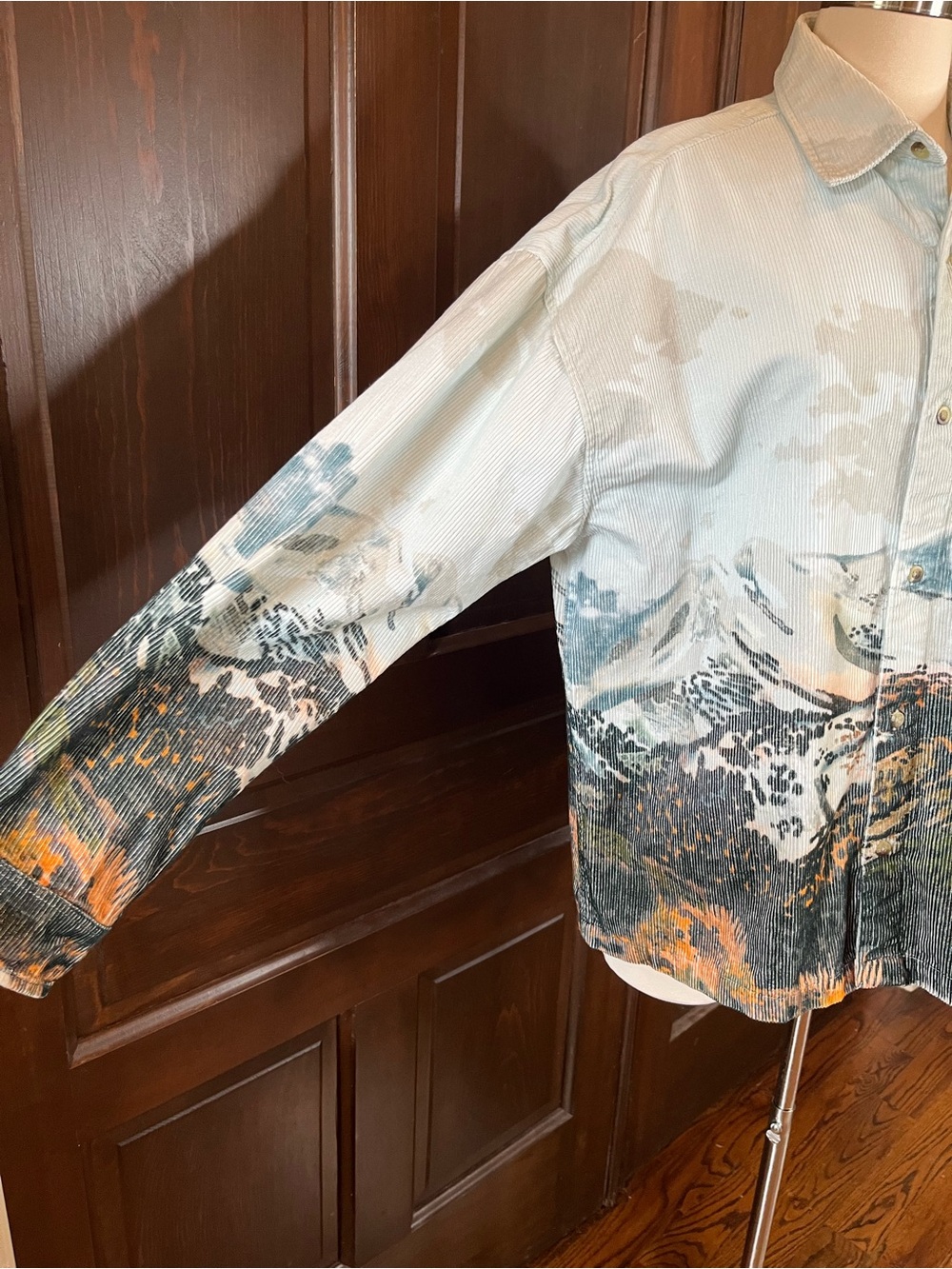 BDG Urban Outfitters Mountain Landscape Corduroy Shirt Western Long Sleeve Sz L - Picture 7 of 13